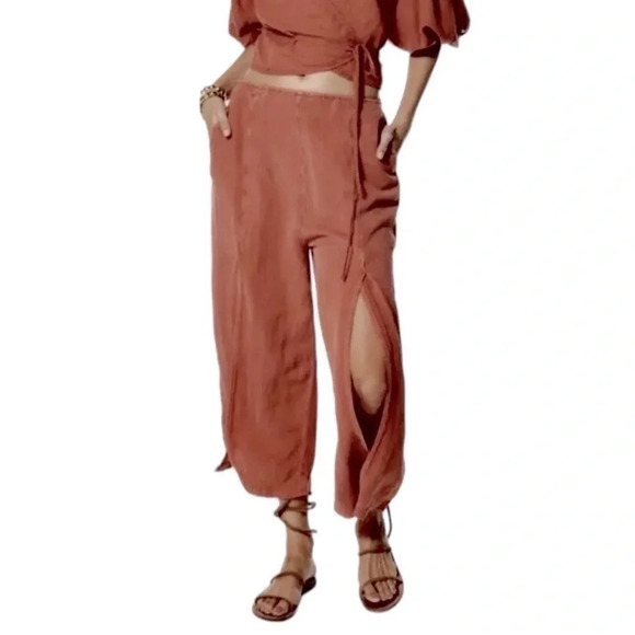 Young Fabulous & Broke Cove Linen Blend Pant in Paprika Size Small - Picture 2 of 9